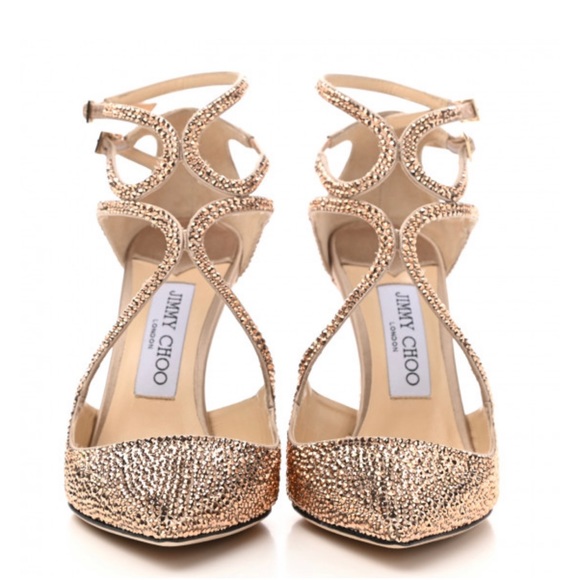 New Jimmy Choo 
Crystal Satin Lancer 100 Pumps